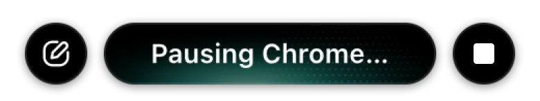 The Sayonic pill at work: Pausing Chrome.