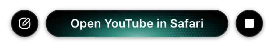 The Sayonic pill listening, showing the words: Open YouTube in Safari.